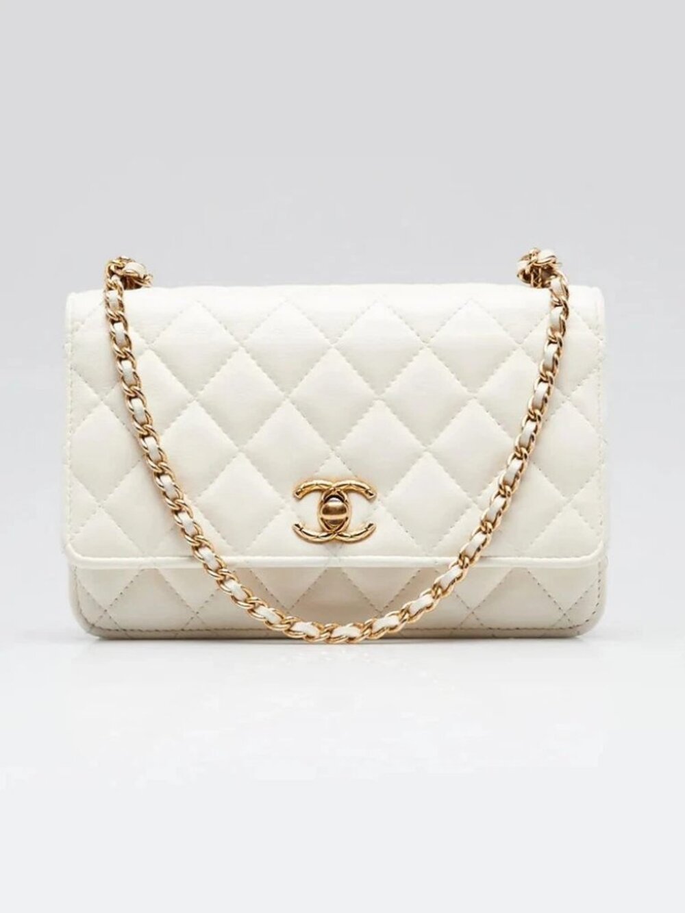 Chanel White Quilted Lambskin Leather Classic WOC Clutch Bag